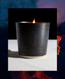 Kilaeua – The Volcano scented candle from MIZA comes in a black handmade ceramic vessel, inspired by the Hawaiian goddess Pele.